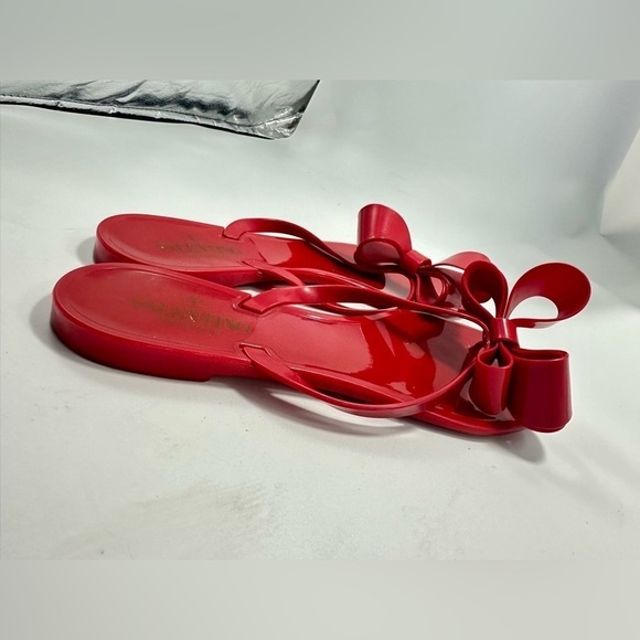 Valentino Garavani red bow rubber sandals size 11 - Picture 5 of 10